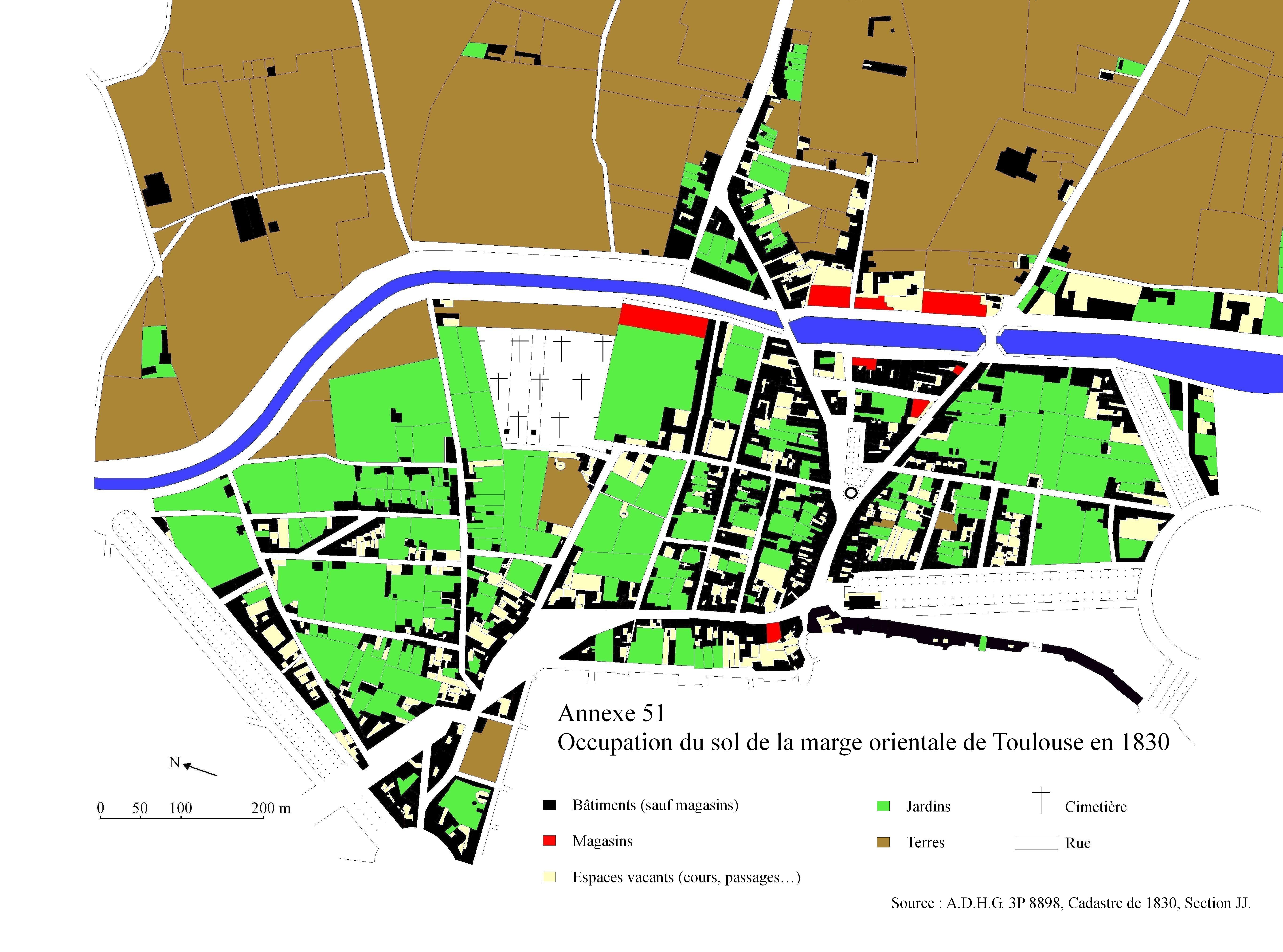 Carte Faubourg Saint-Etienne 1830